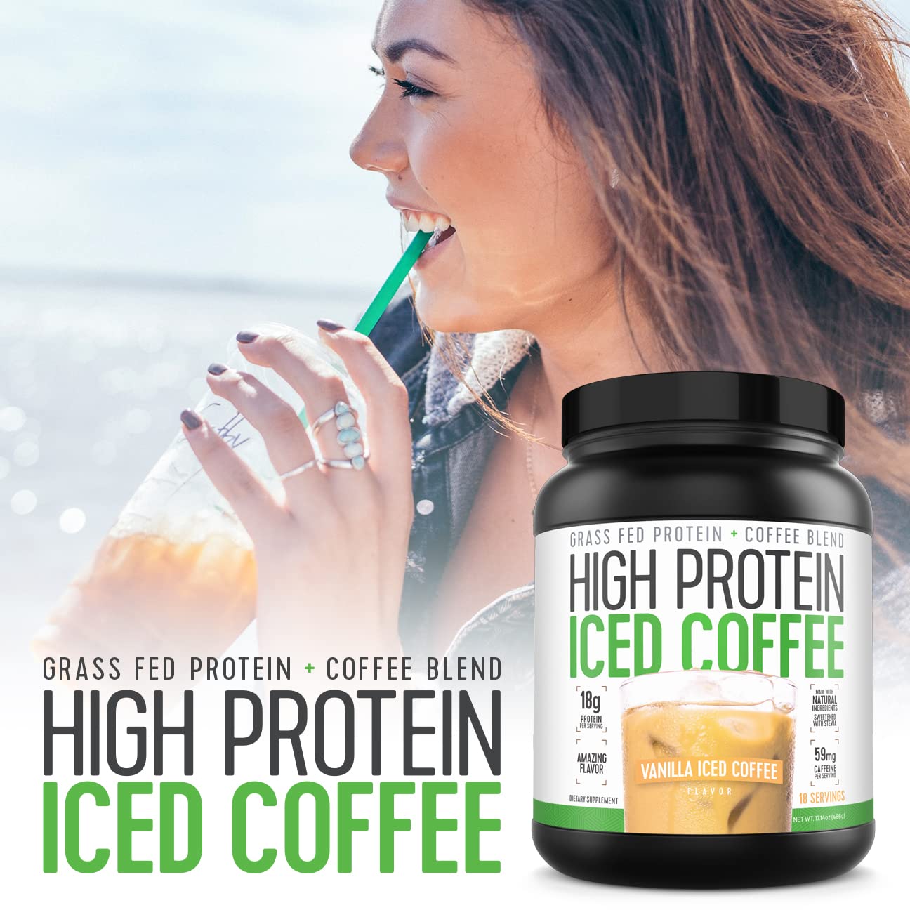 Ingredients panel of High Protein Iced Coffee with natural components
