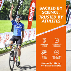 HIGH5 Energy Gel Juicy Orange real fruit juice flavor during endurance training.