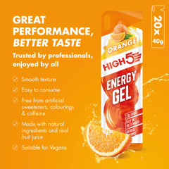 HIGH5 Energy Gel Juicy Orange smooth texture for quick, light swallowing.
