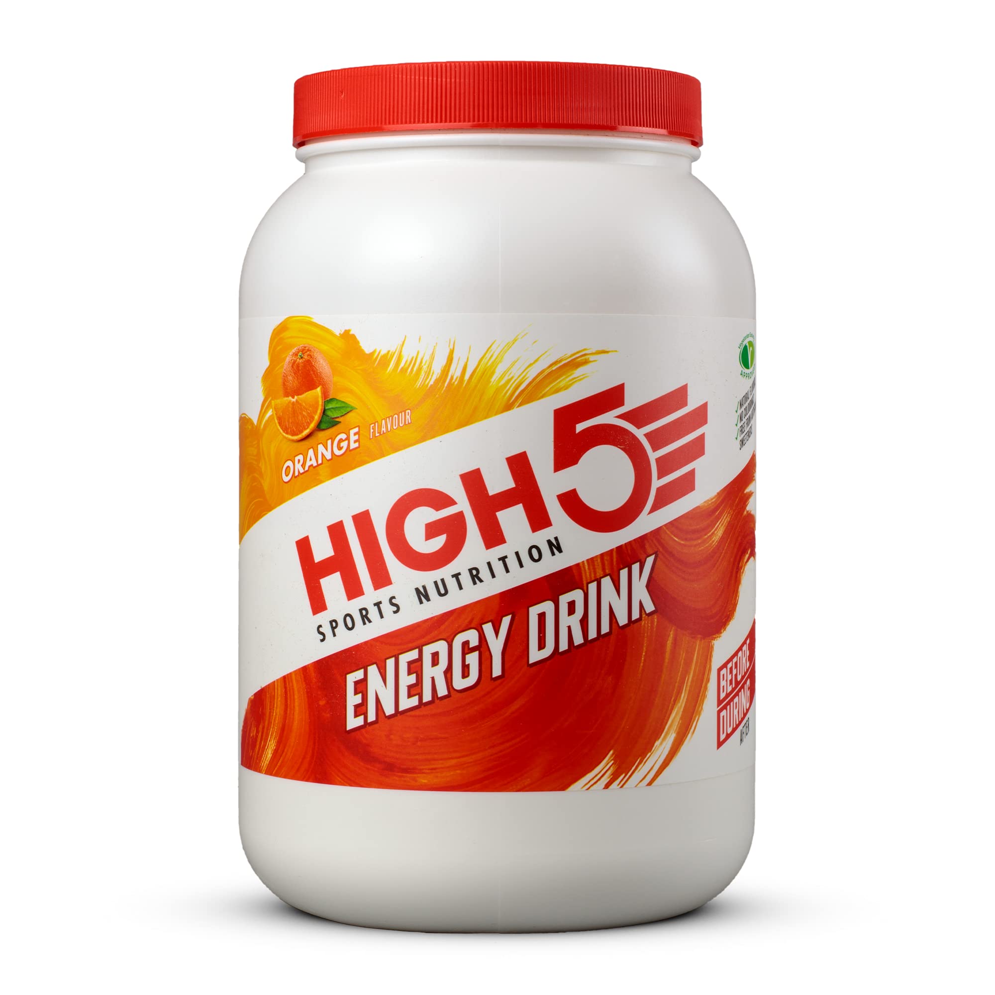 High5 Energy Source Orange jar with scoop for easy endurance fueling.