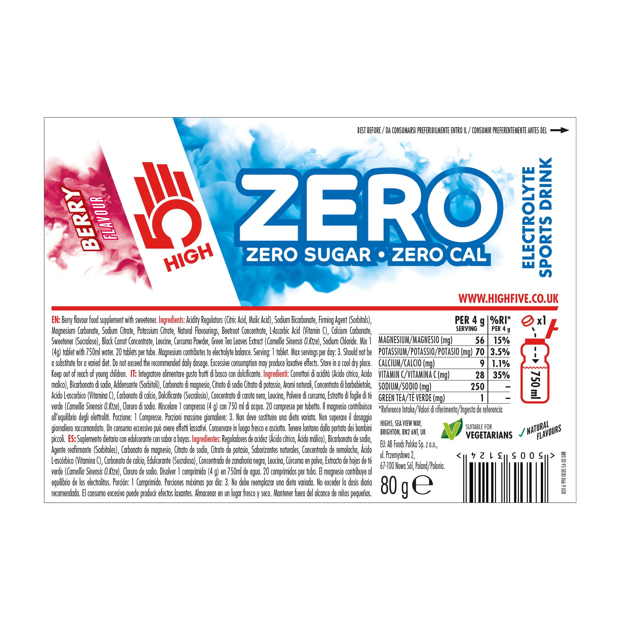 High5 Zero-Berry 500ml serving ready to sip during workouts.