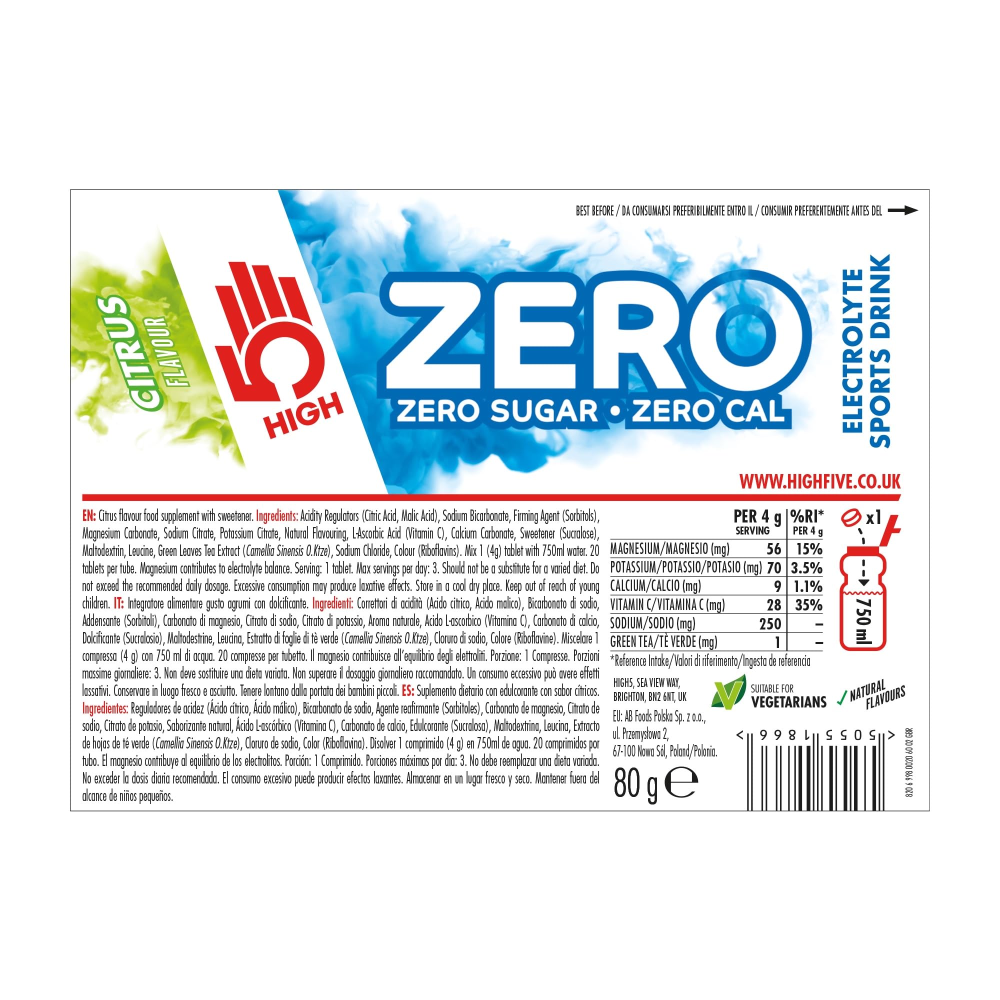 HIGH5 Zero Citrus natural flavours cater to vegan diets.