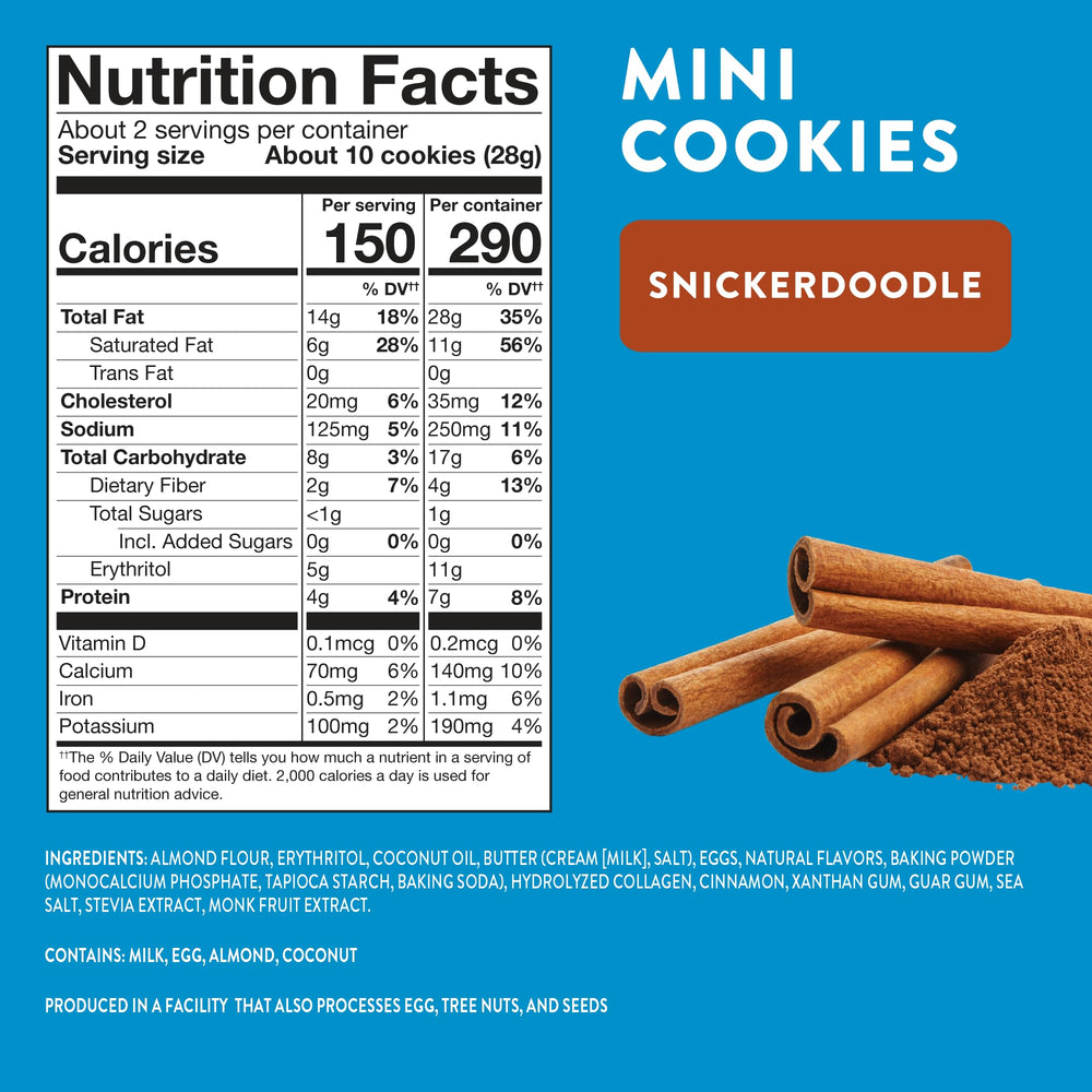 HighKey Sugar Free Cookies Snickerdoodle close-up emphasizes cinnamon-sugar flavor with zero added sugar.