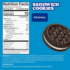 HIGHKEY Sugar Free Sandwich Cookies side view showing creamy filling and zero sugar.