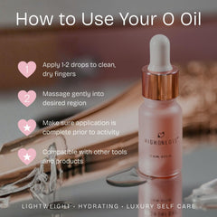 Hands applying HIGHONLOVE O Oil for targeted moisture on delicate skin