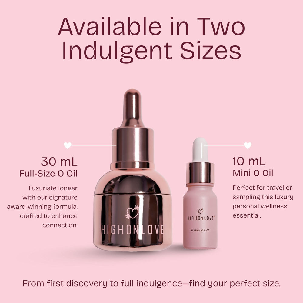 Discreetly labeled HIGHONLOVE O Oil on vanity or bedside table