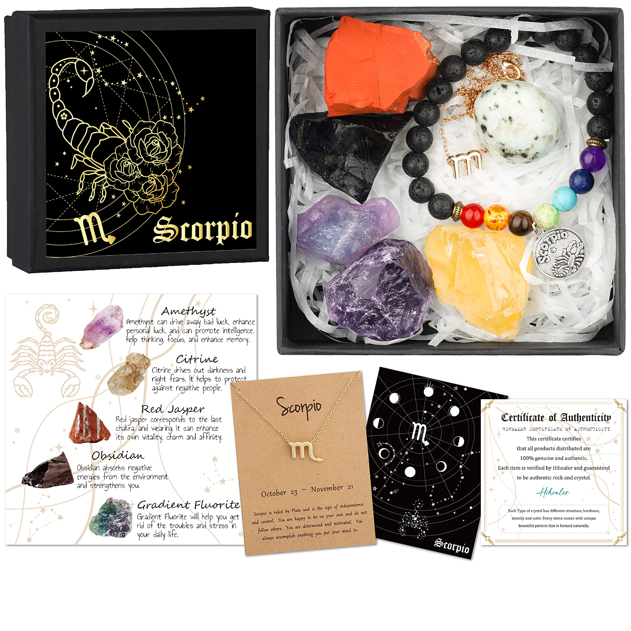 Hihealer Scorpio zodiac gift box with premium packaging for special occasions.