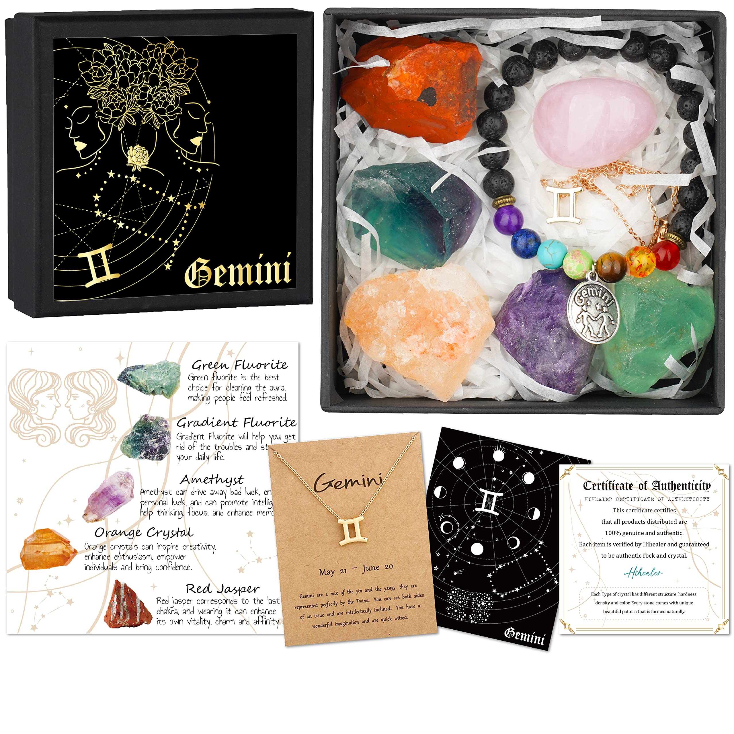 Hihealer zodiac gift box with gold trim, ideal for gifting on birthdays.