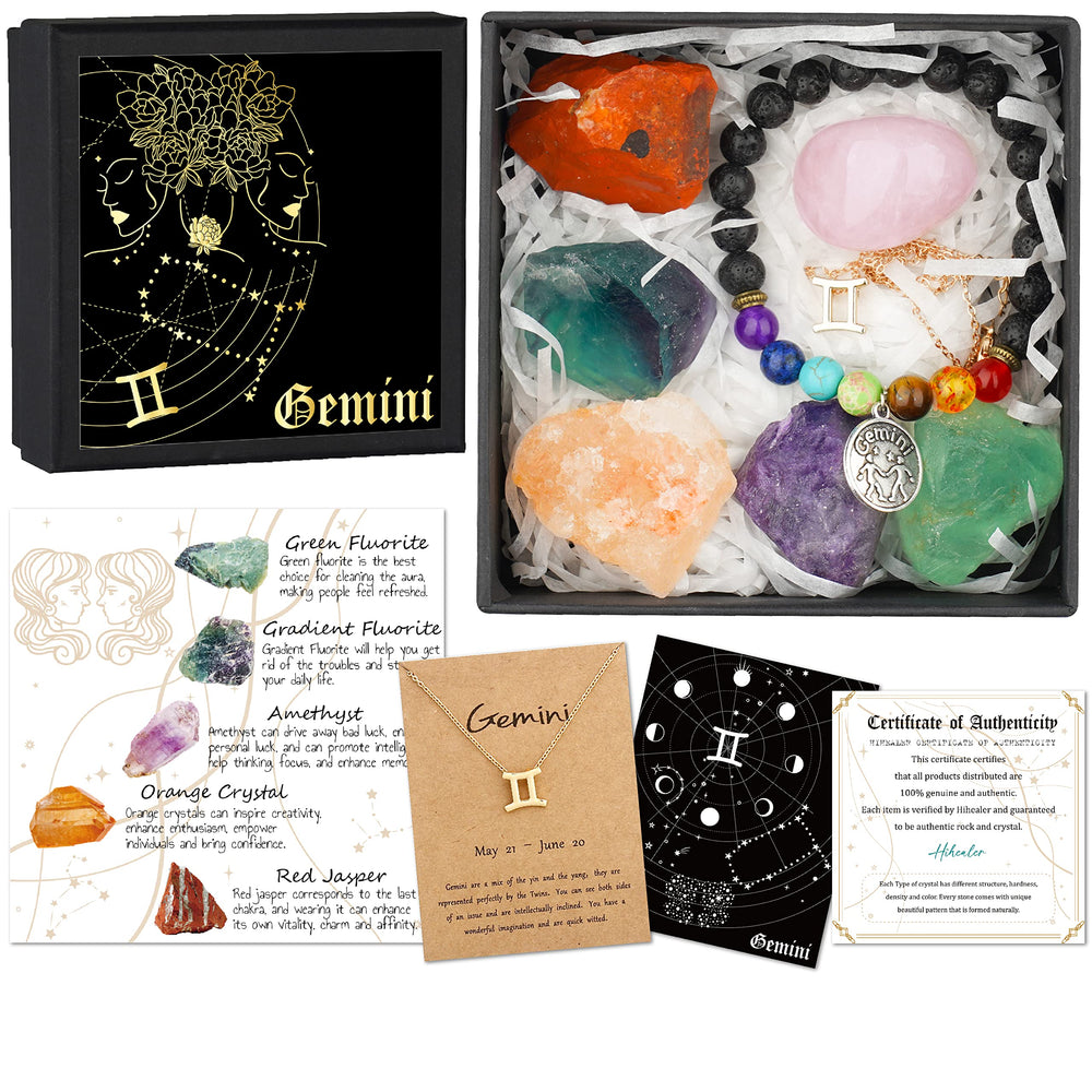 Hihealer zodiac gift box with gold trim, ideal for gifting on birthdays.