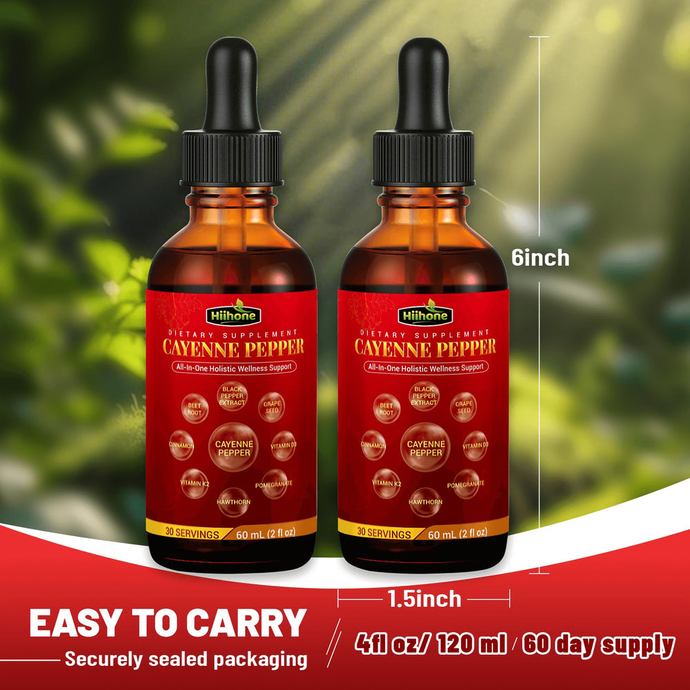 HIIHONE 2 ml dosing guide shown with bottle, easy daily use.
