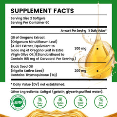 HIIHONE Oil of Oregano Softgels cap closeup highlights easy to swallow capsules.