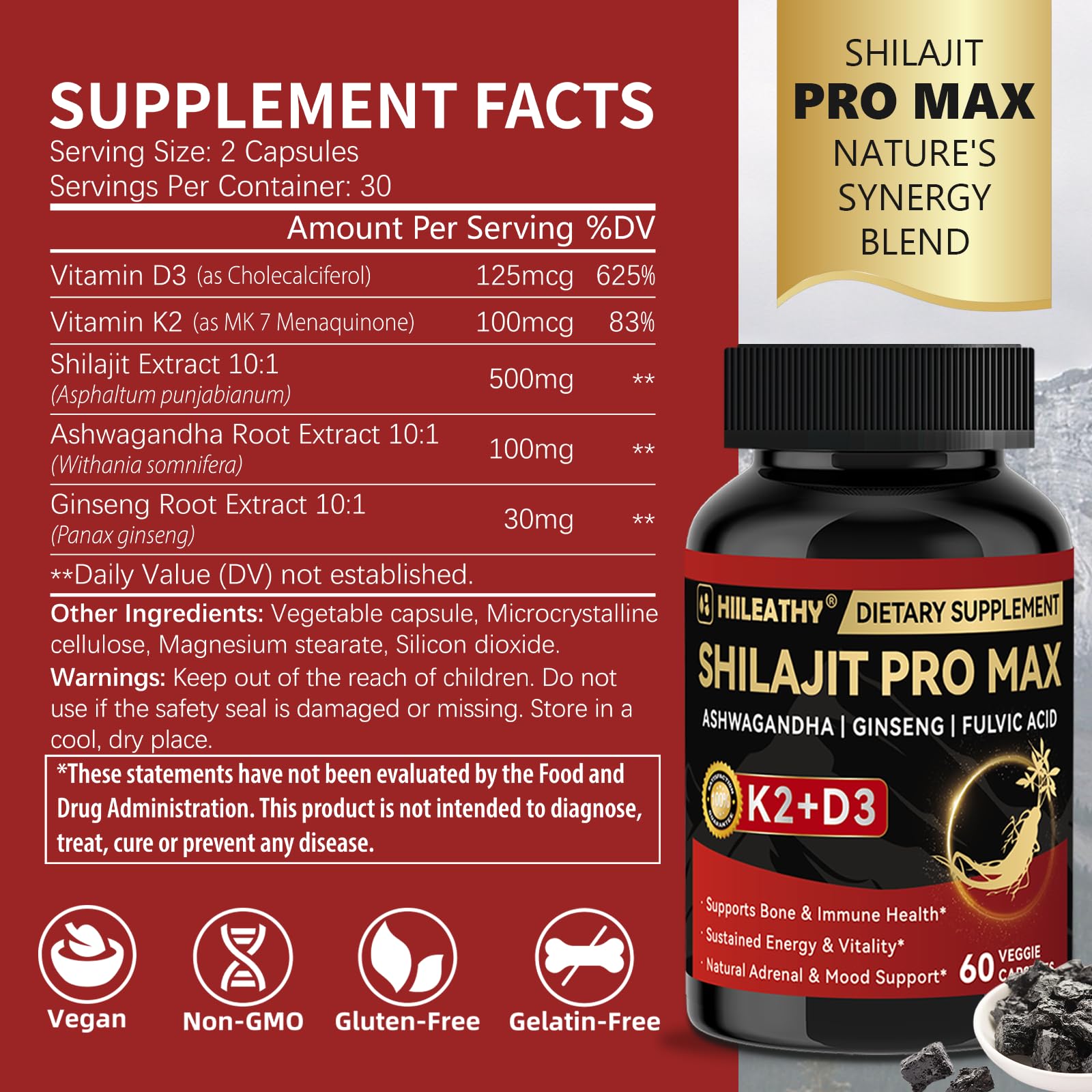 HIILEATHY Shilajit lab tested seal indicating safety and quality