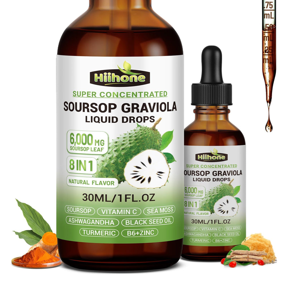 HIIHONE Graviola soursop extract bottle for daily immune support.