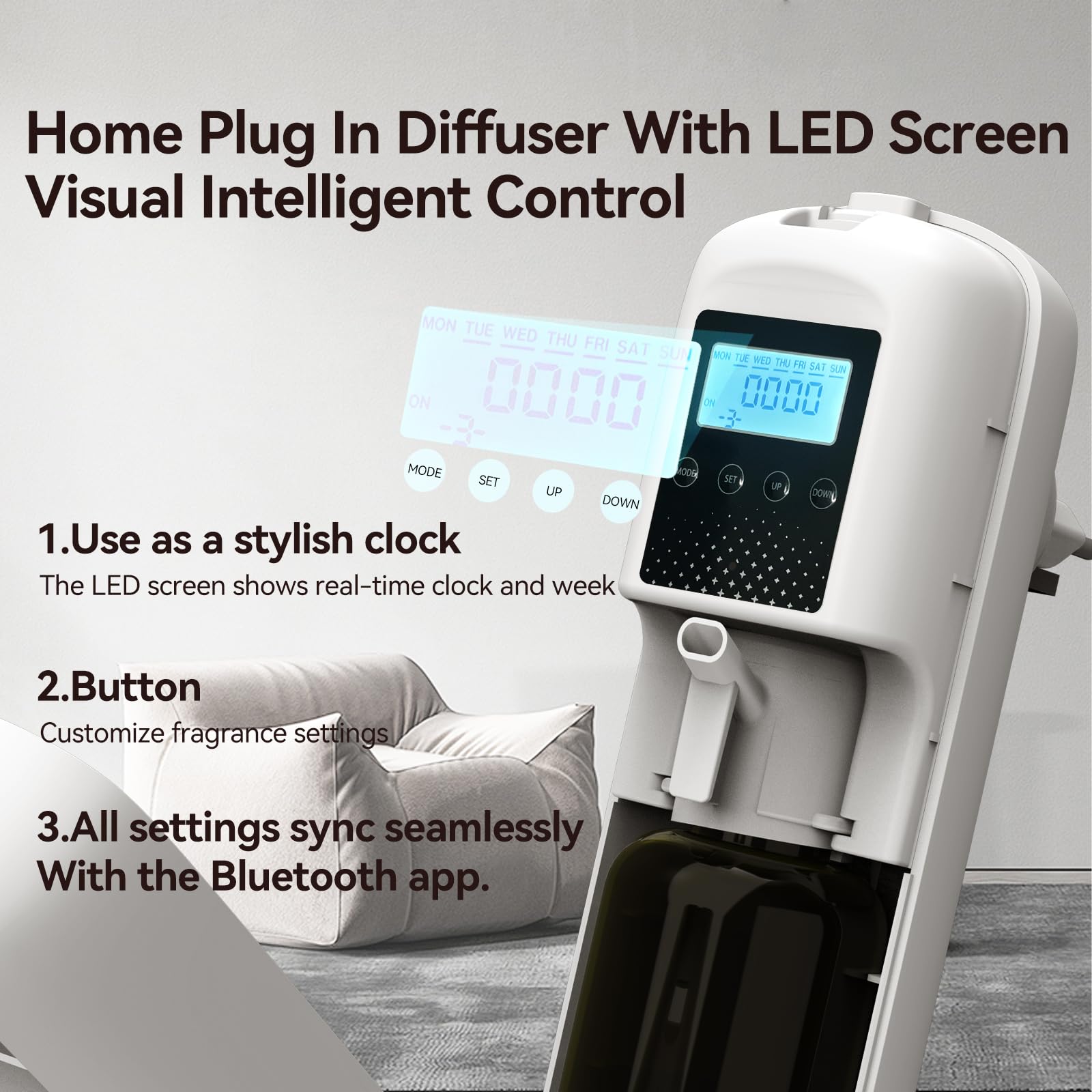 Hijoc diffuser app control on smartphone enables scheduling and precise misting