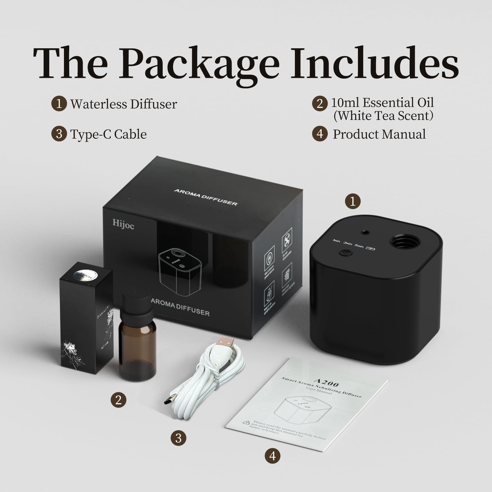 Covers up to 100m³ for room-wide scent diffusion with Hijoc diffuser.