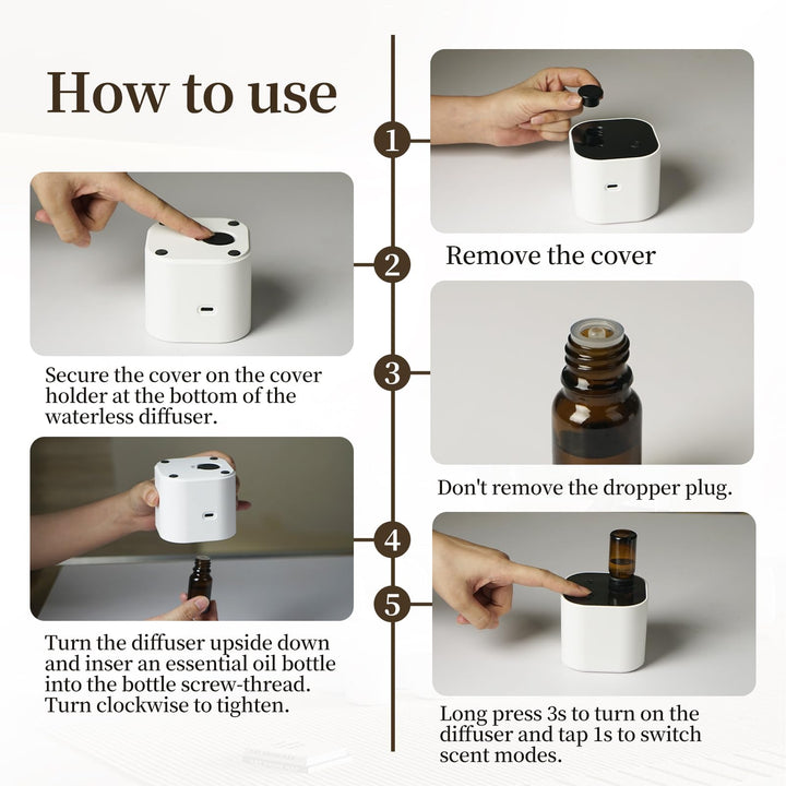 Hijoc Waterless Diffuser cordless operation for home or office relaxation.