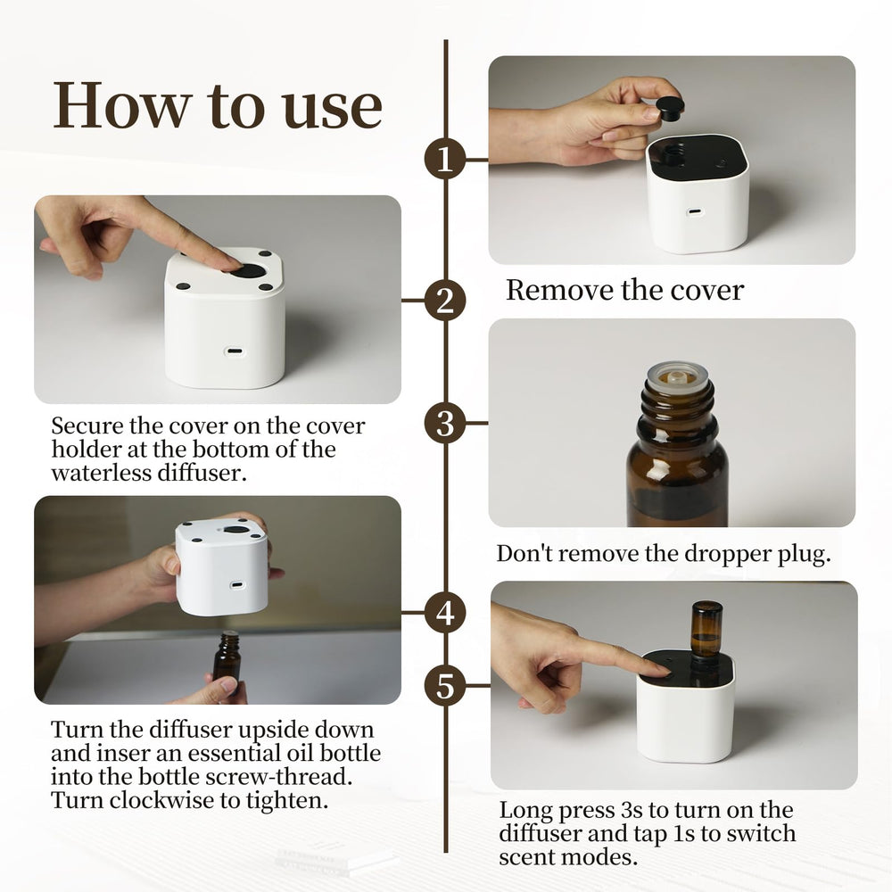 Hijoc Waterless Diffuser cordless operation for home or office relaxation.