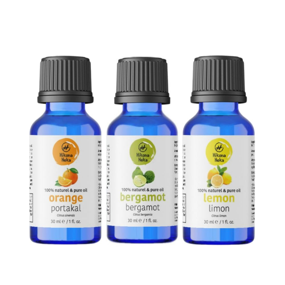 Hikona Heka lemon oil bottle ready for refreshing diffuser blends.
