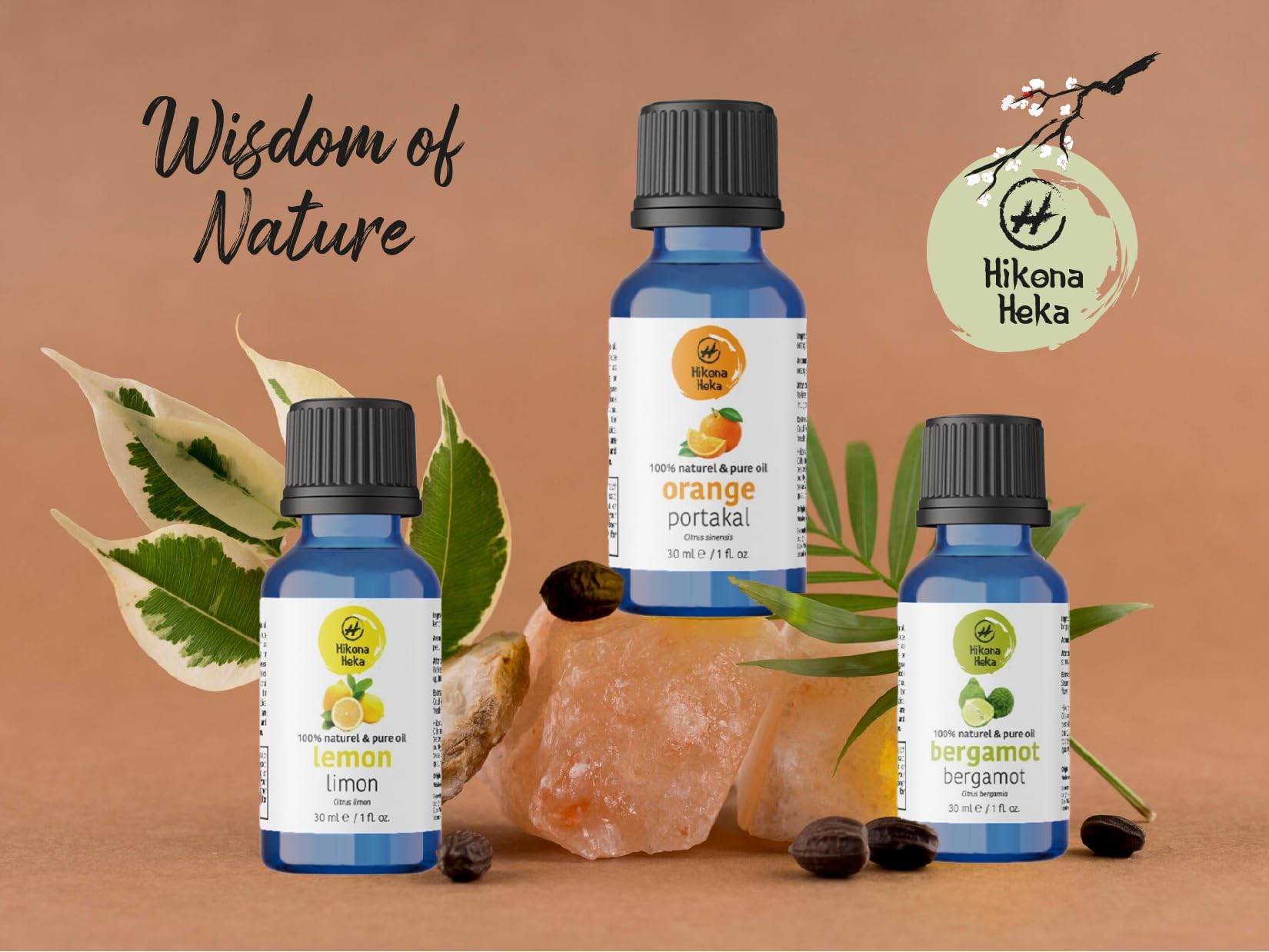 Hikona Heka orange oil bottle for bright, uplifting home aromas.