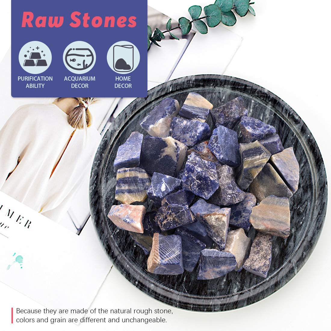 Hilitchi blue-vein rough stone for cutting and wire wrapping projects.