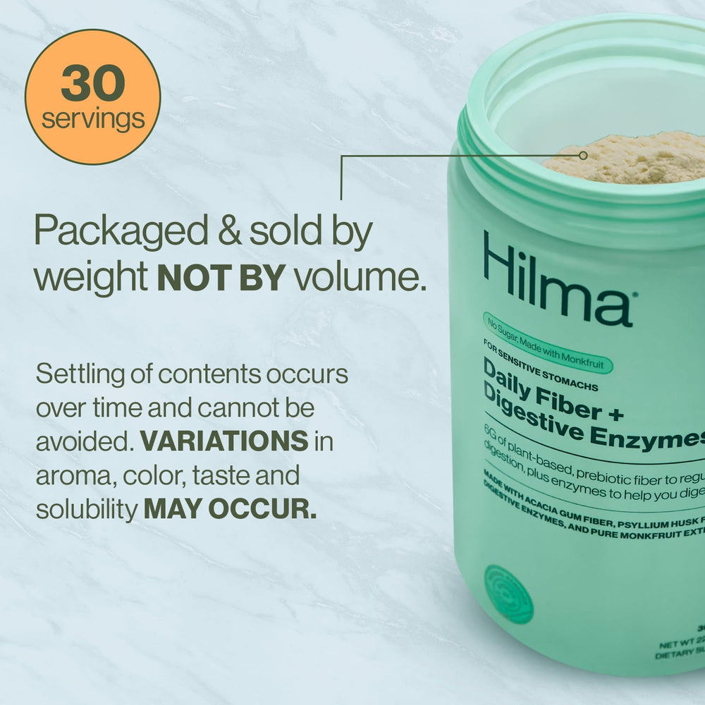 Hilma Daily Fiber label shows clean label certification and vegan formula