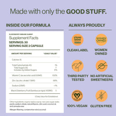 Hilma Elderberry Gummies ingredients panel lists elderberry, vitamin C, and zinc.