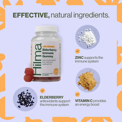 Hilma Elderberry Gummies label highlights vegan, non-GMO, and Clean Label certification.