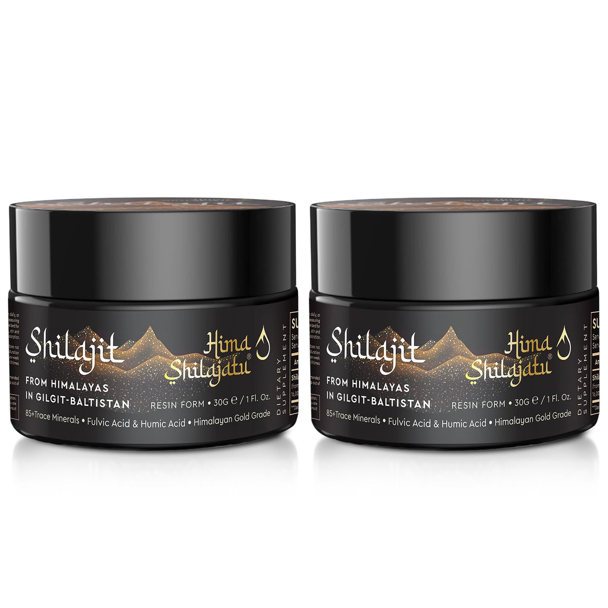 Hima Shilajatu gold grade resin jar showing pure Himalayan resin for energy support