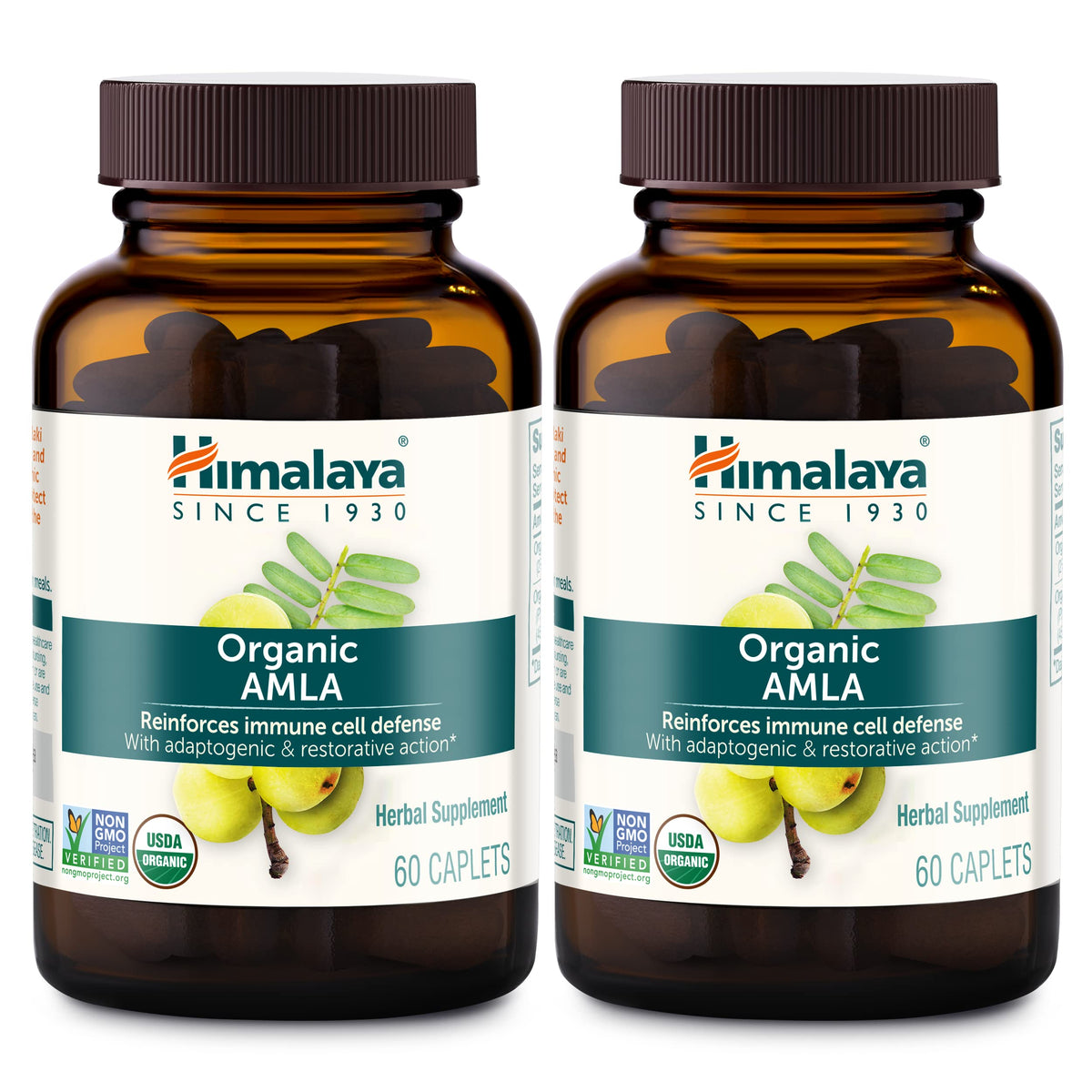 Himalaya Amla bottle closeup highlighting organic quality.