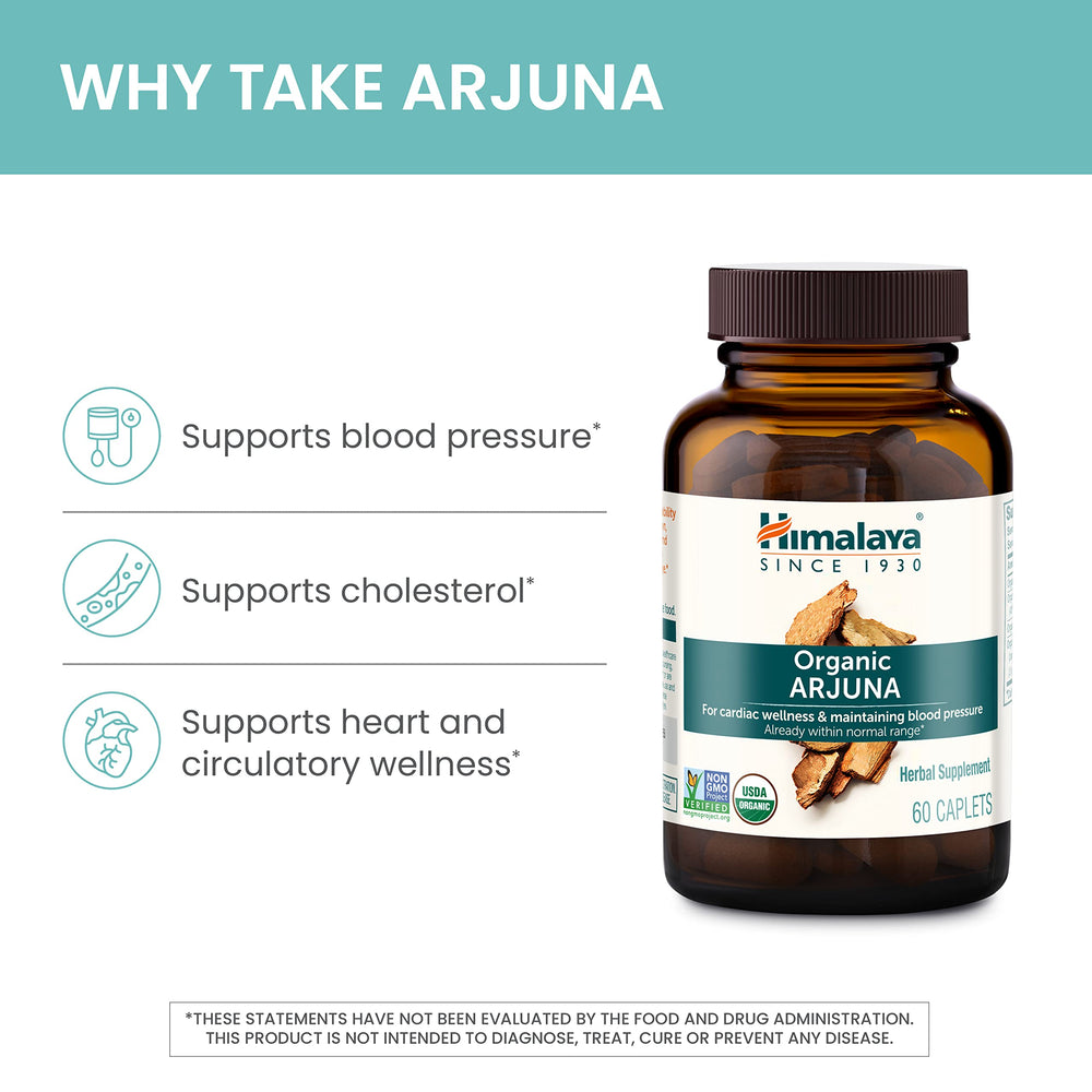 Himalaya Arjuna packaging box highlights pack of two bottles.
