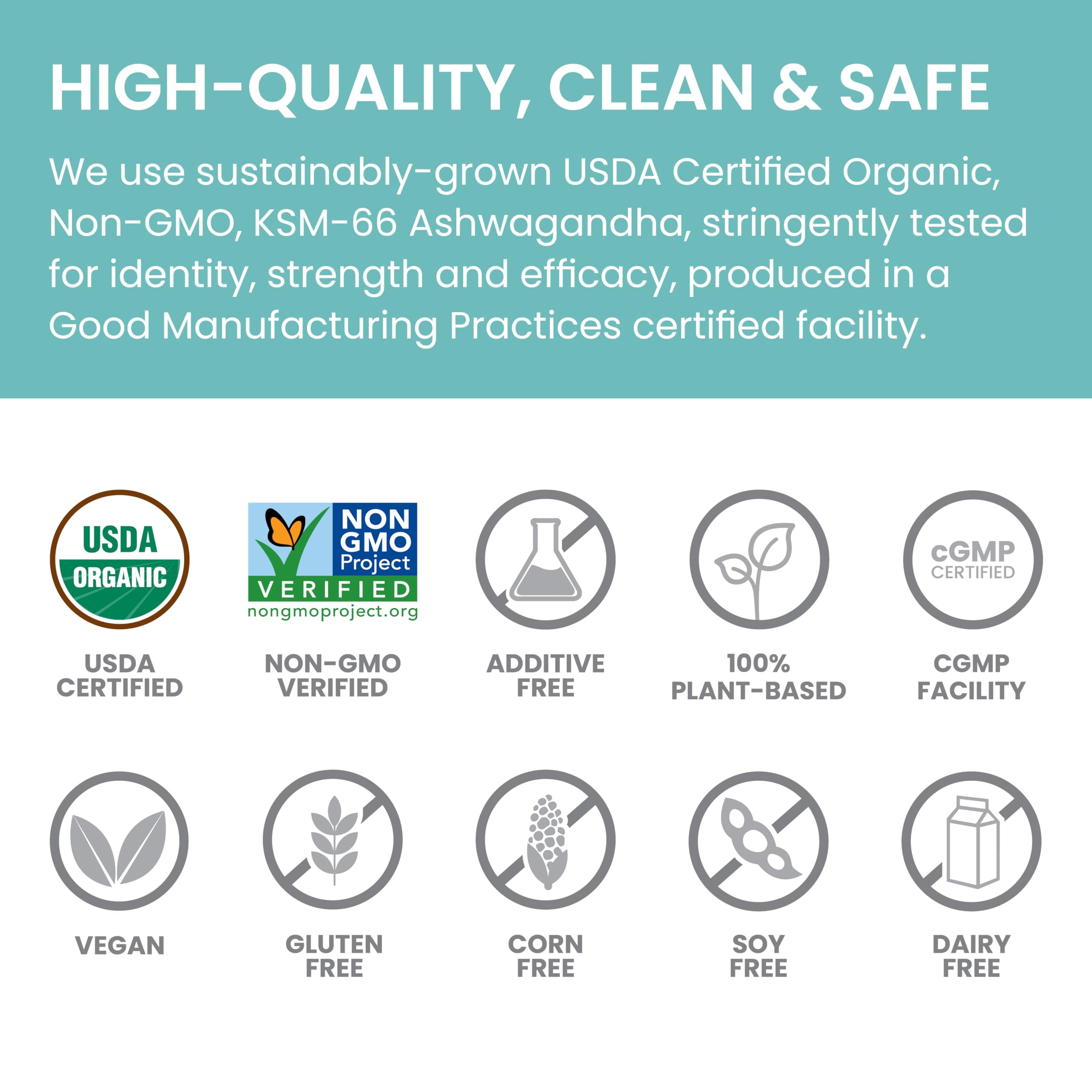Himalaya Ashwagandha Gummies organic ingredients label emphasizes USDA Organic status and plant-based formulation.