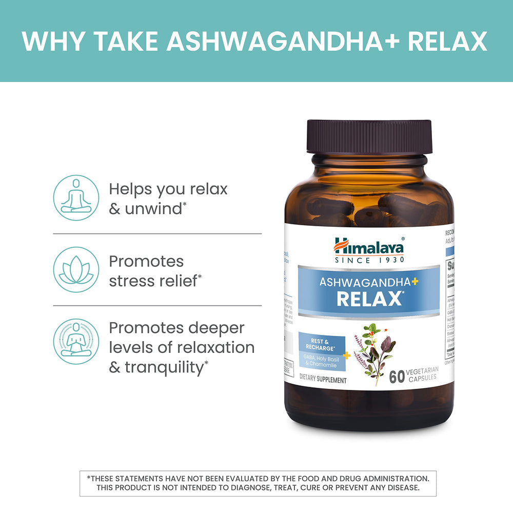 Himalaya Ashwagandha+ Relax with GABA signaling calm moments