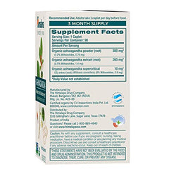 Himalaya Ashwagandha root label highlighting USDA Organic and vegan claims