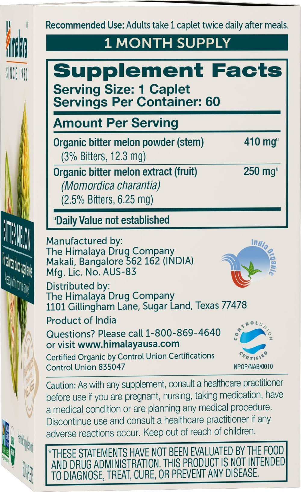 Himalaya Bitter Melon caplets closeup highlights convenient daily use