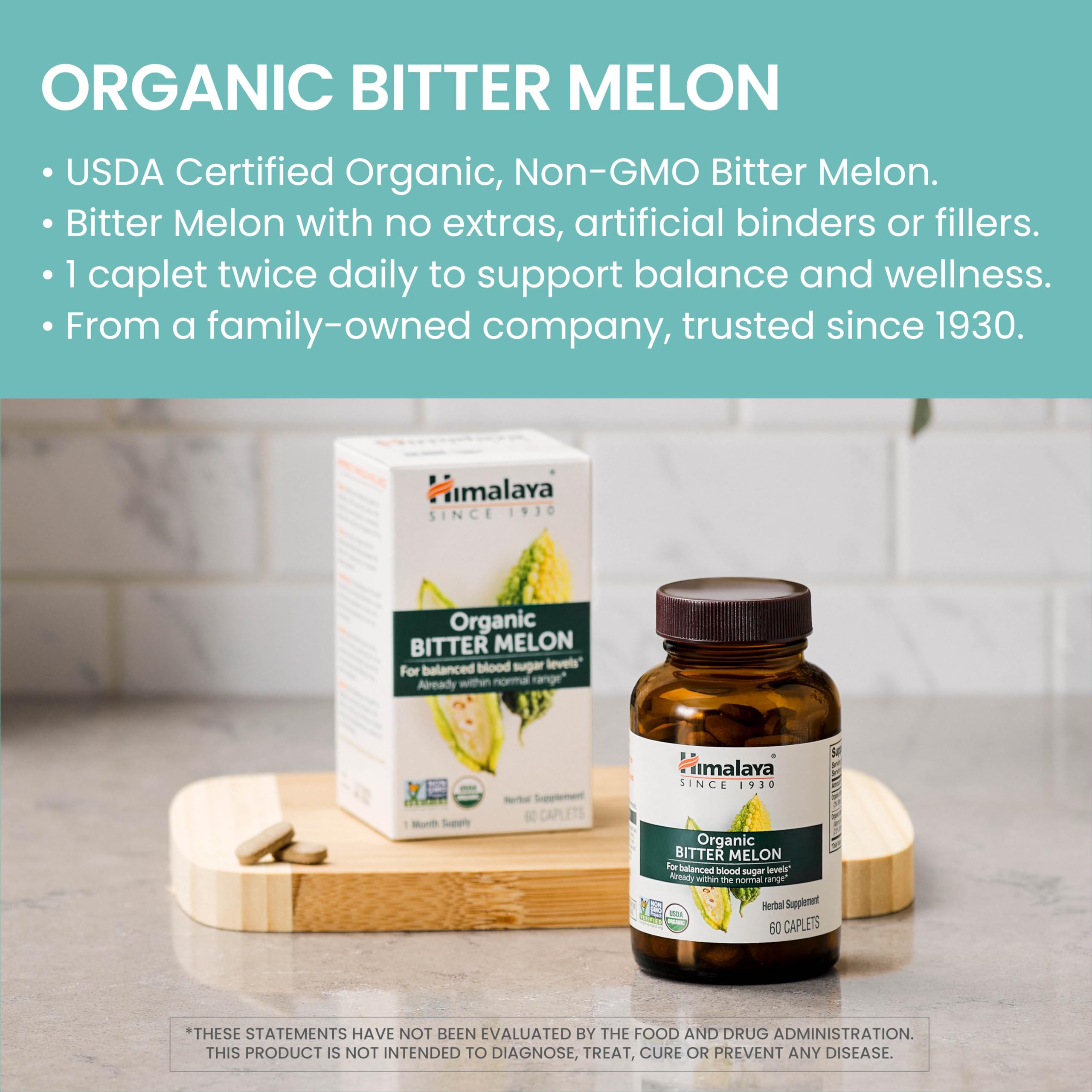 Himalaya Bitter Melon ingredients label emphasizes clean, additive-free formulation