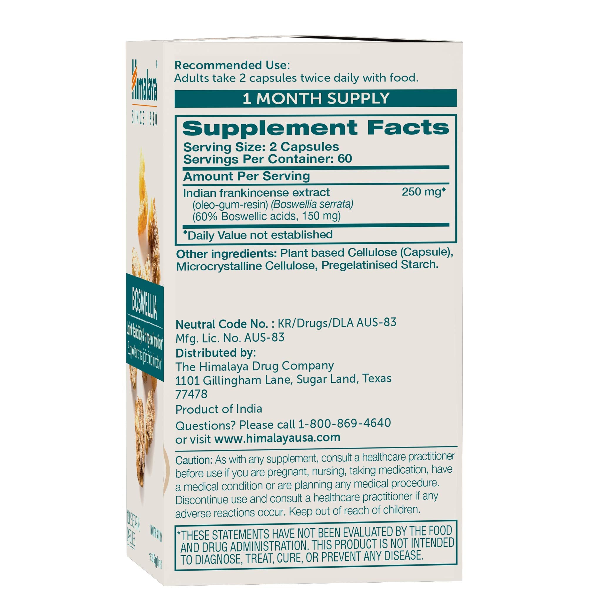 Himalaya Boswellia capsules arranged for daily joint flexibility use.