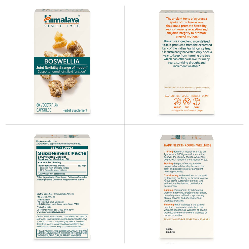 Vegan and gluten-free symbol alongside Himalaya branding