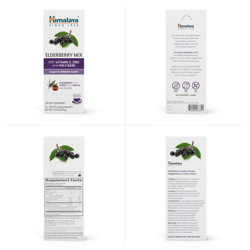 On-the-go sachet of Himalaya Elderberry Mix for travel.