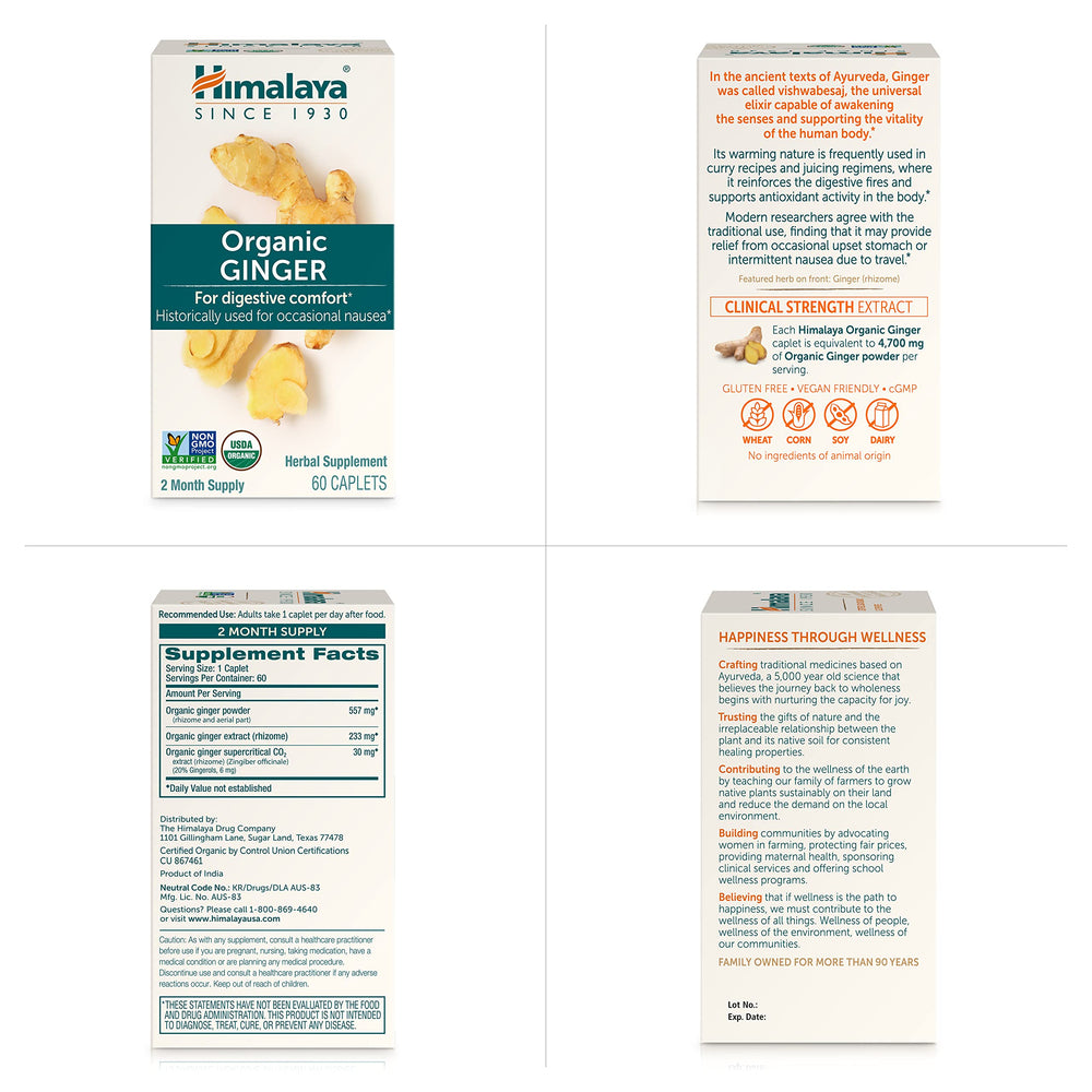 Himalaya Ginger product shot signaling relief for bloating and heartburn.