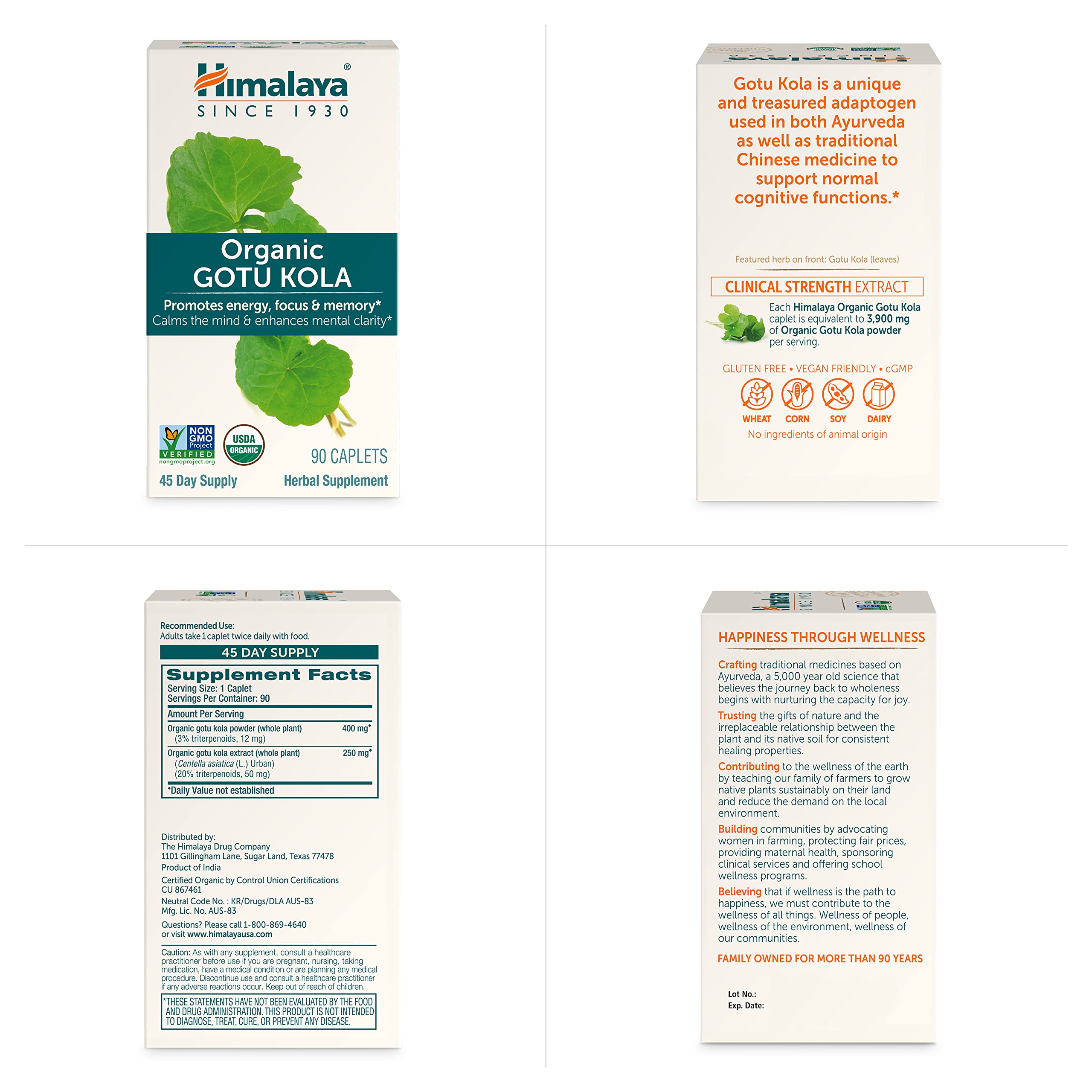 Himalaya Gotu Kola gluten-free mark supports dietary compatibility.