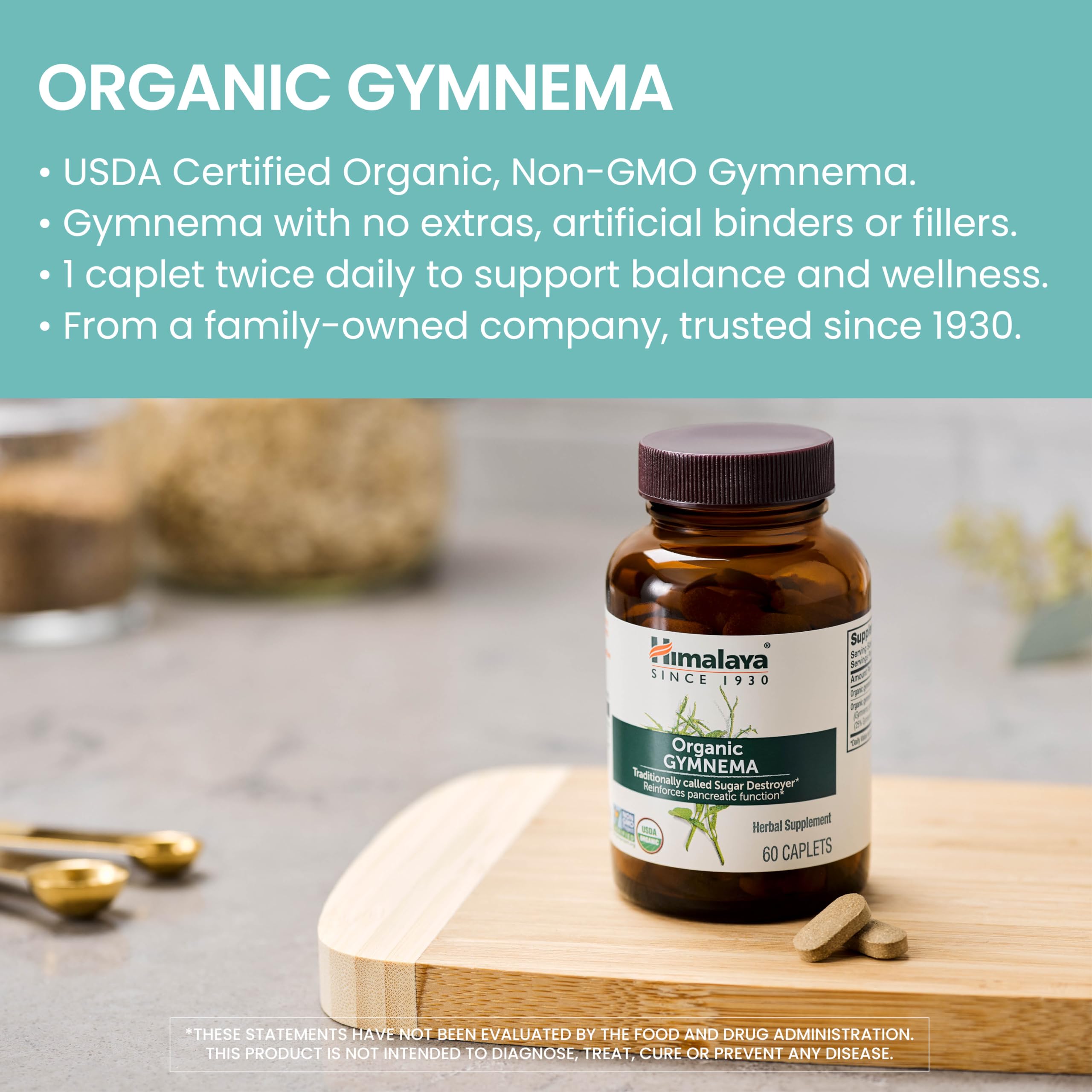Himalaya Gymnema Sylvestre leaves conveying natural sourcing and heritage.