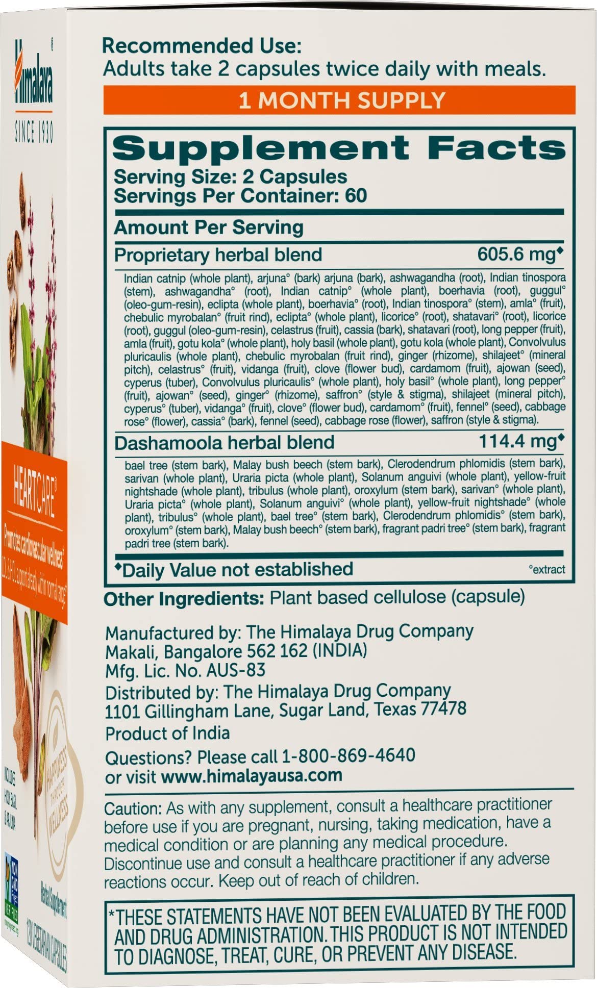 Himalaya HeartCare bottle pour demonstrates easy daily use for heart wellness.