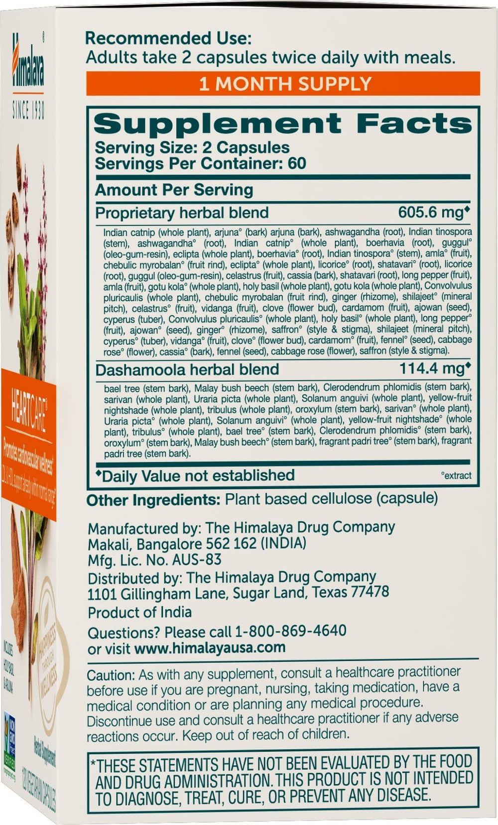 Himalaya HeartCare bottle pour demonstrates easy daily use for heart wellness.