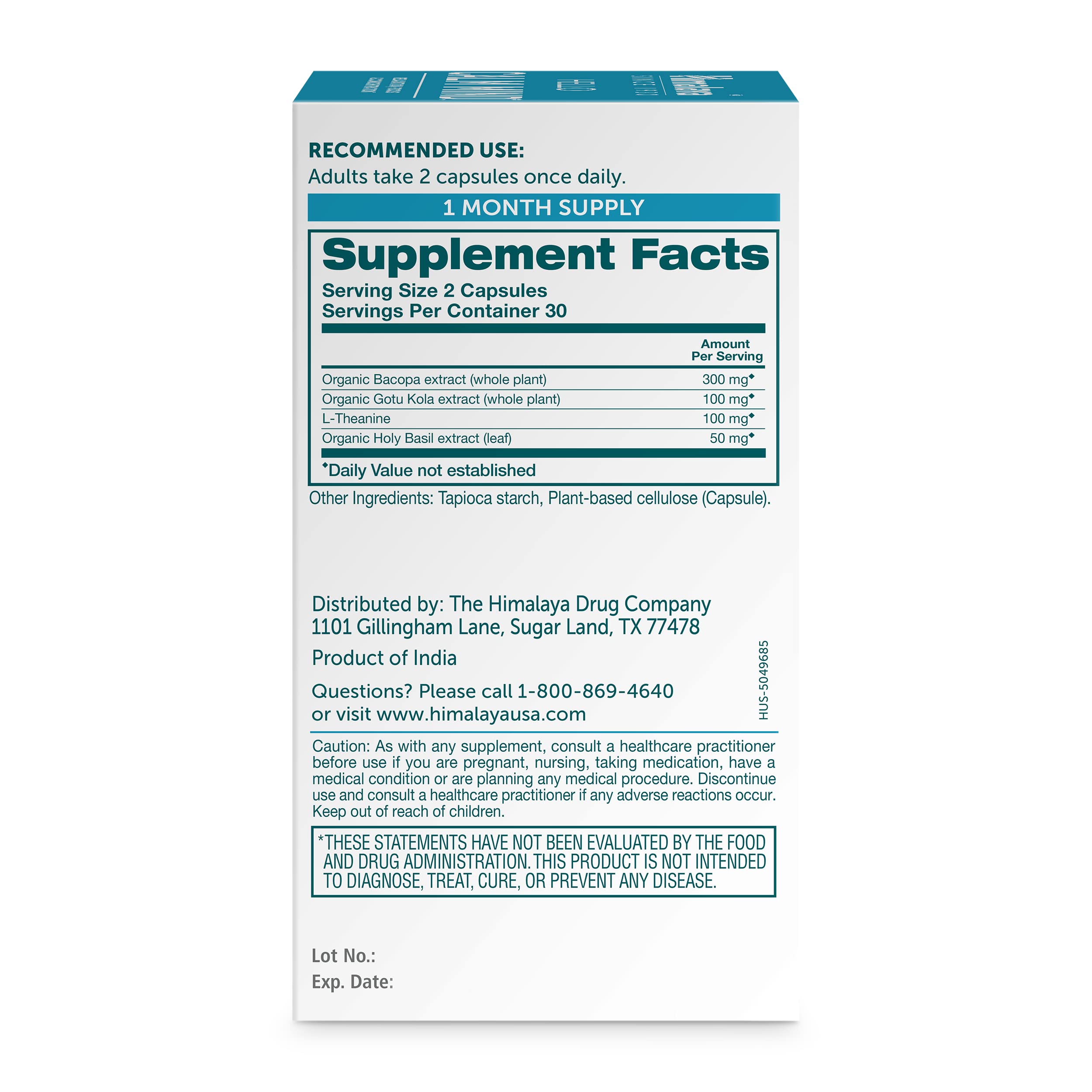 Himalaya Hello Calm Mind capsules close-up, vegan and gluten-free formula