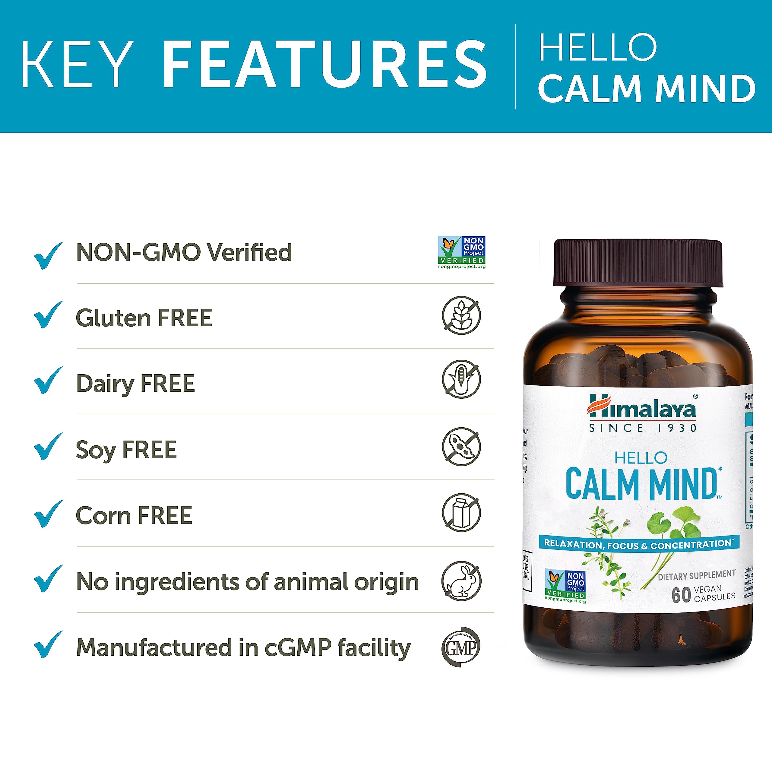 Himalaya Hello Calm Mind L-Theanine close-up showing relaxed focus