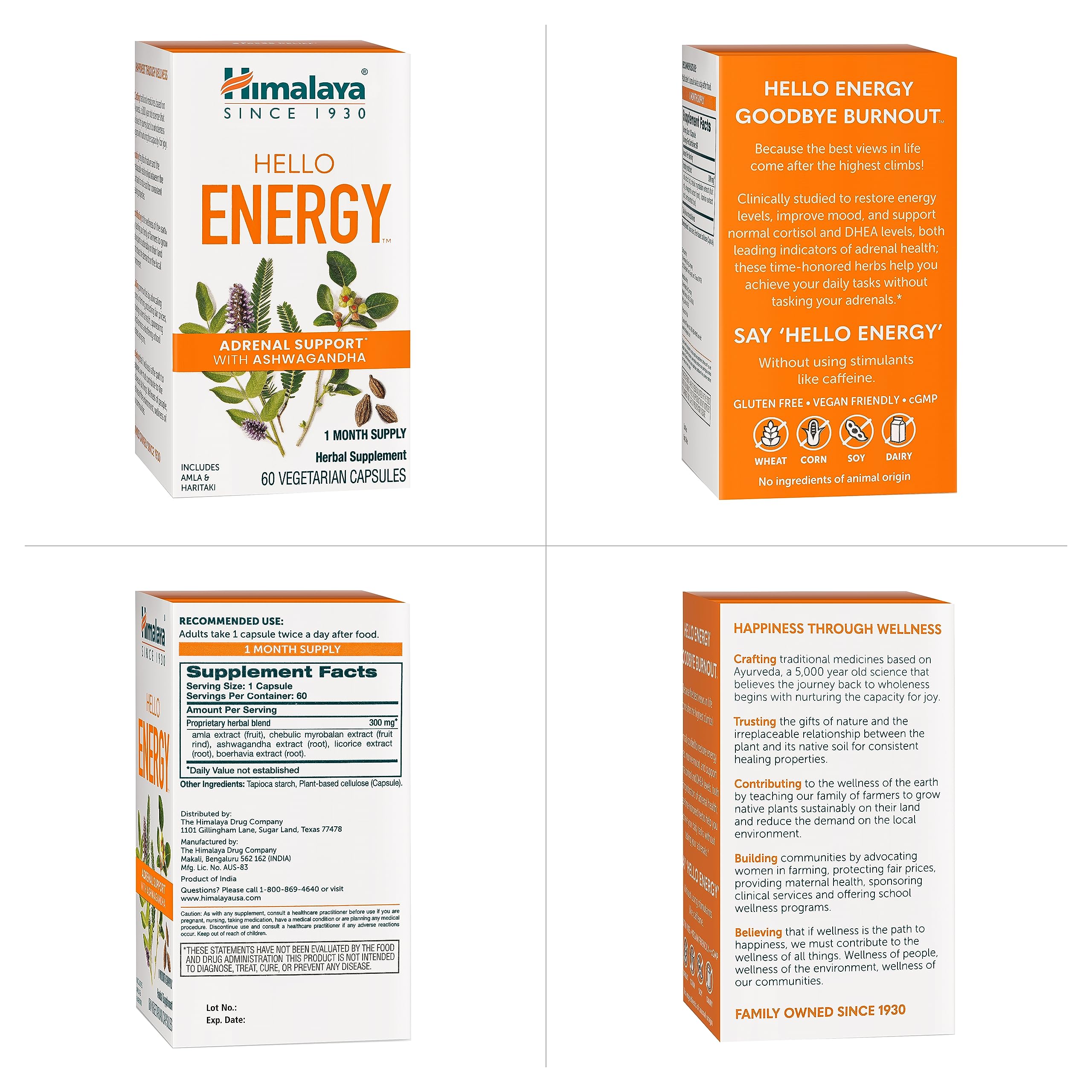 Himalaya Hello Energy capsules with scoop suggesting easy daily intake.