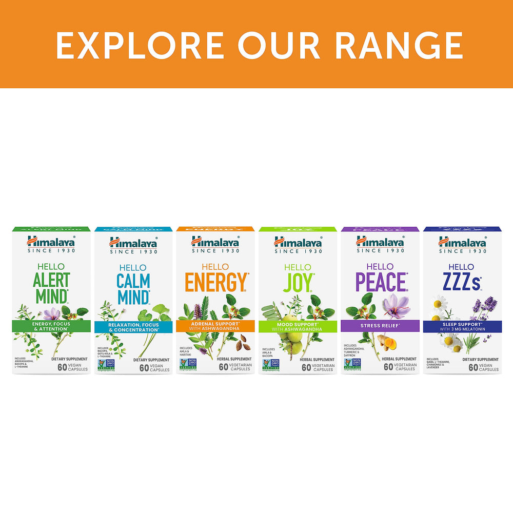 Himalaya Hello Energy label highlights non-GMO verification for transparency.