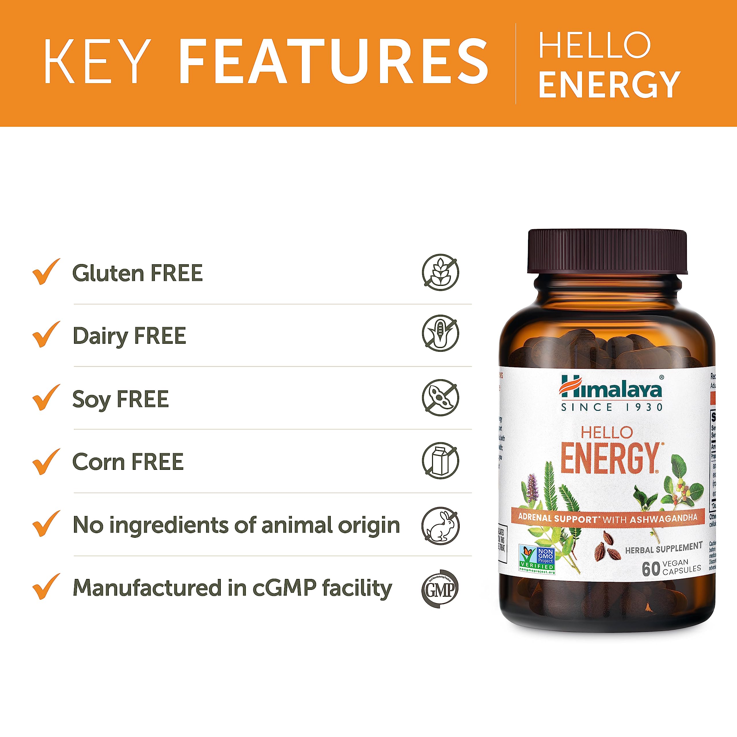 Himalaya Hello Energy packaging shows vegan and gluten-free credentials.