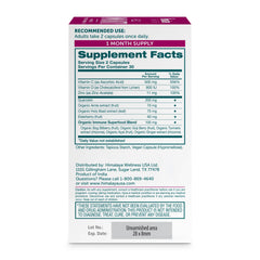 Close-up of Himalaya Hello Immunity capsules highlighting 500 mg quercetin