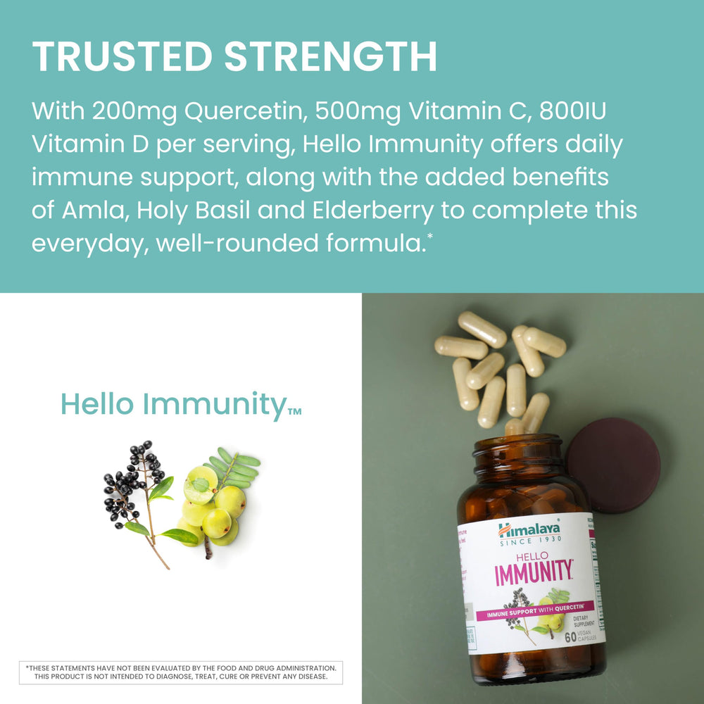 Person taking a daily caplet during morning routine with Himalaya Hello Immunity